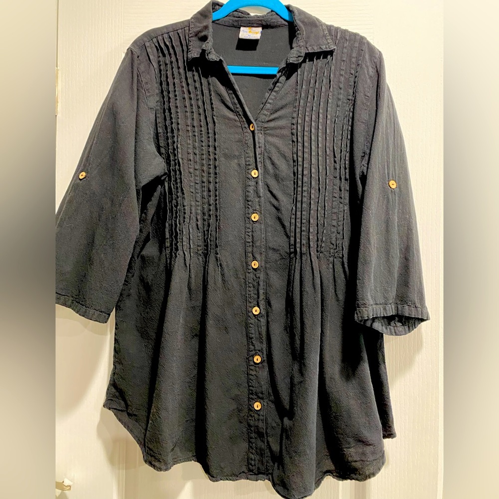 BLACK XL PLEATED FRONT TUNIC (F)